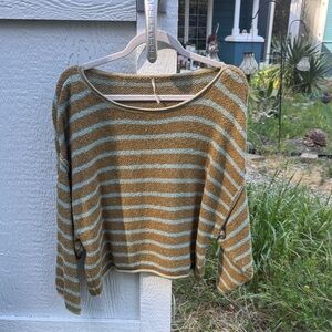 Free People Striped Roll-neck Sweater